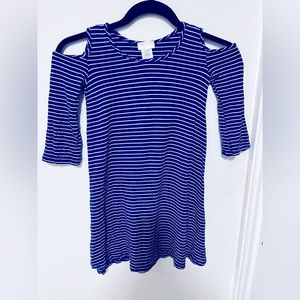 Rolla coster size 8 girls blue white stripes cold shoulder soft stretchy fabric